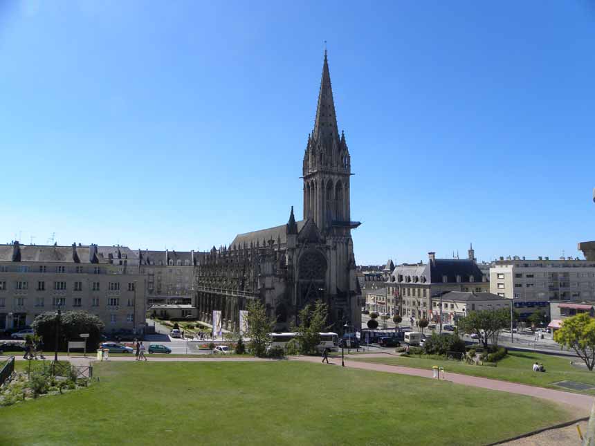 A view of Saint-Pierre Church from the walls of Caen Castle.